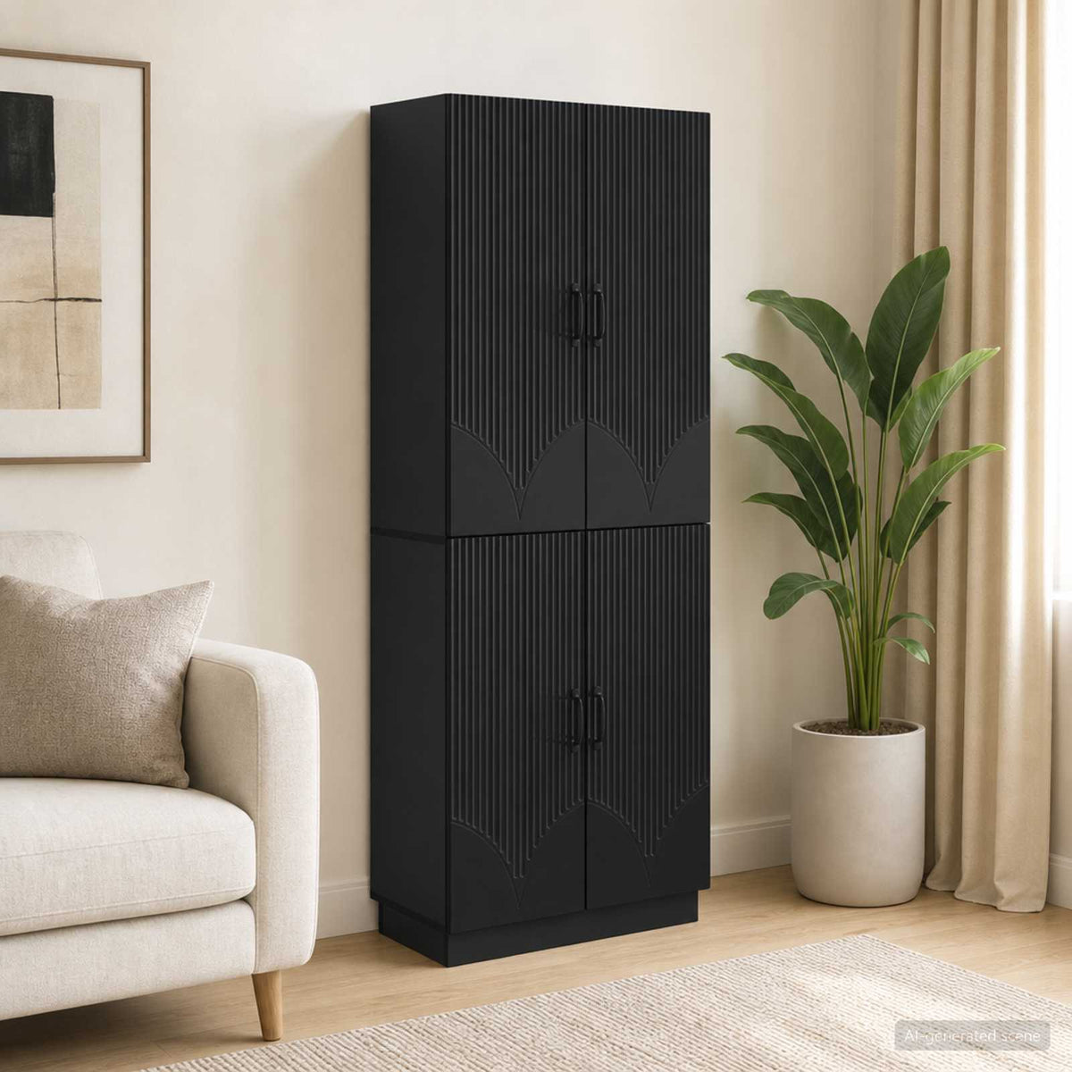 Cabinet Set 2 pcs Black Engineered Wood