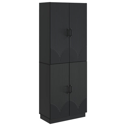 Cabinet Set 2 pcs Black Engineered Wood