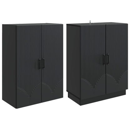 Cabinet Set 2 pcs Black Engineered Wood