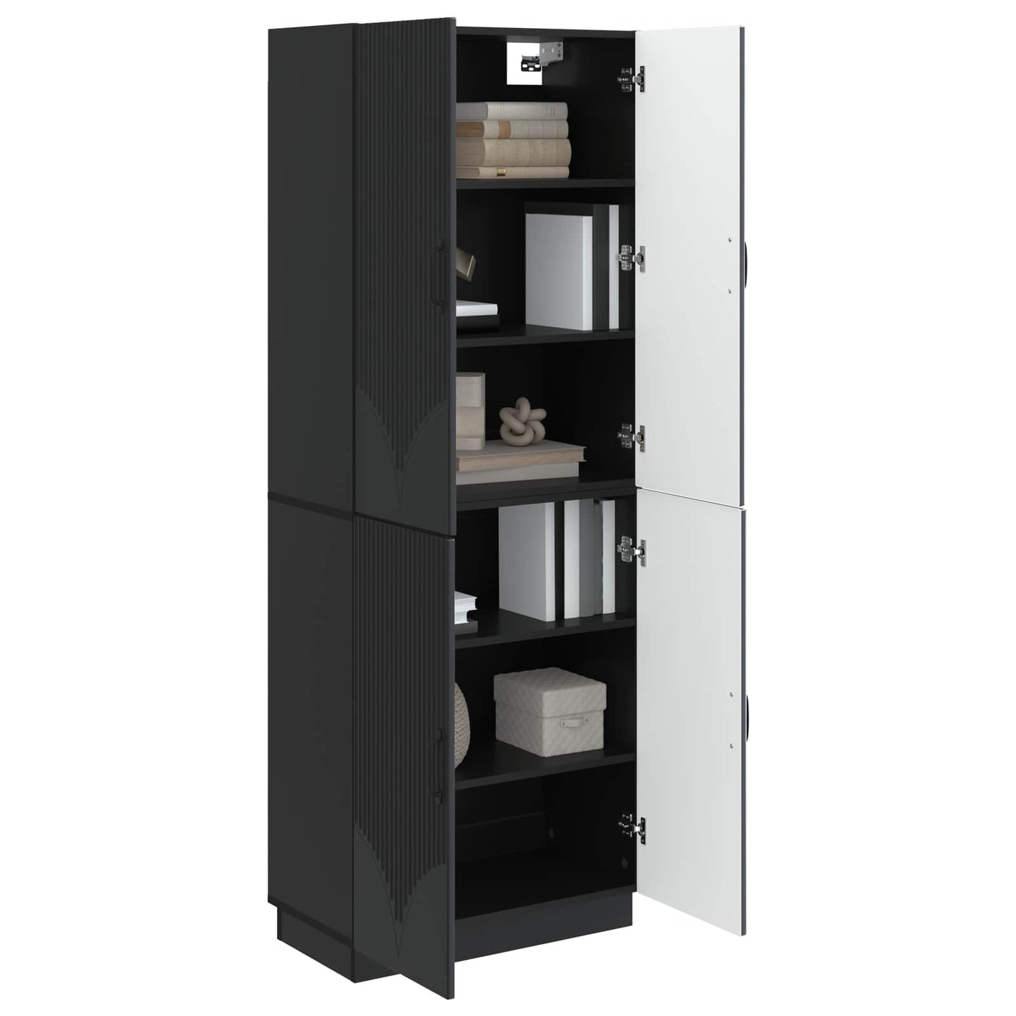 Cabinet Set 2 pcs Black Engineered Wood
