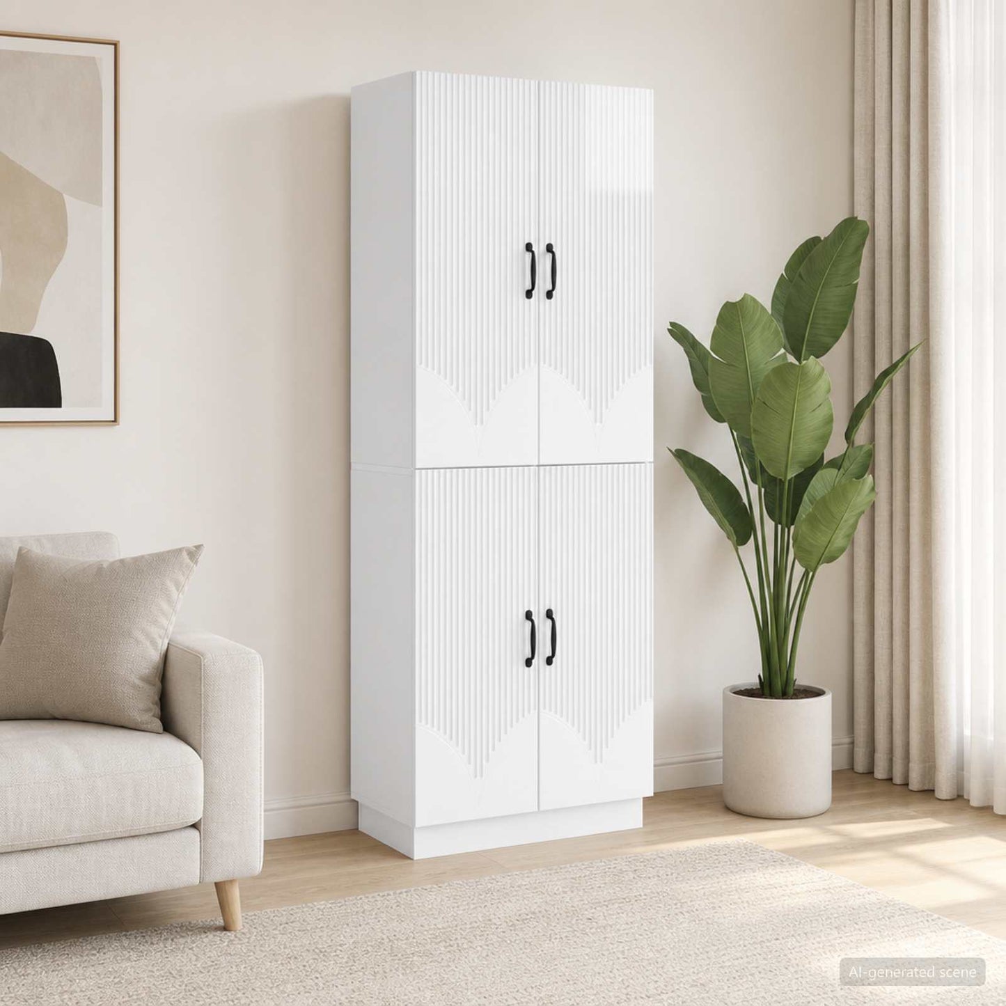 Cabinet Set 2 pcs High Gloss White Engineered Wood