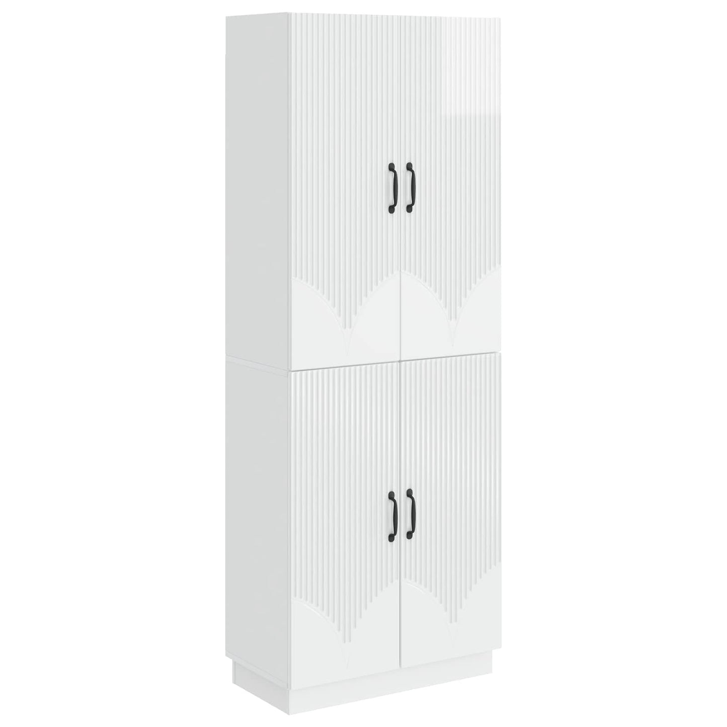 Cabinet Set 2 pcs High Gloss White Engineered Wood