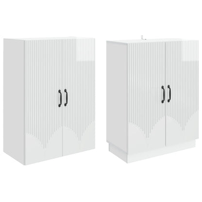 Cabinet Set 2 pcs High Gloss White Engineered Wood