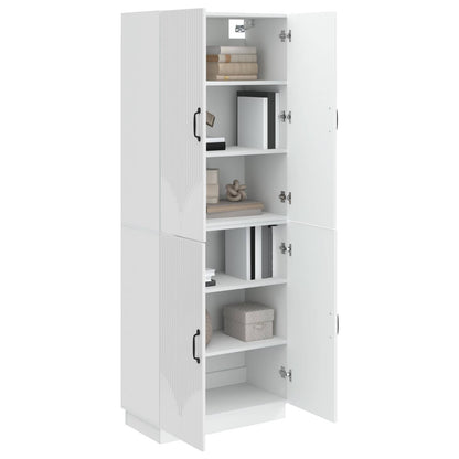 Cabinet Set 2 pcs High Gloss White Engineered Wood