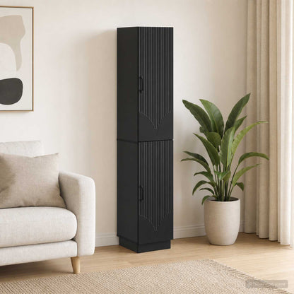 Cabinet Set 2 pcs Black Engineered Wood