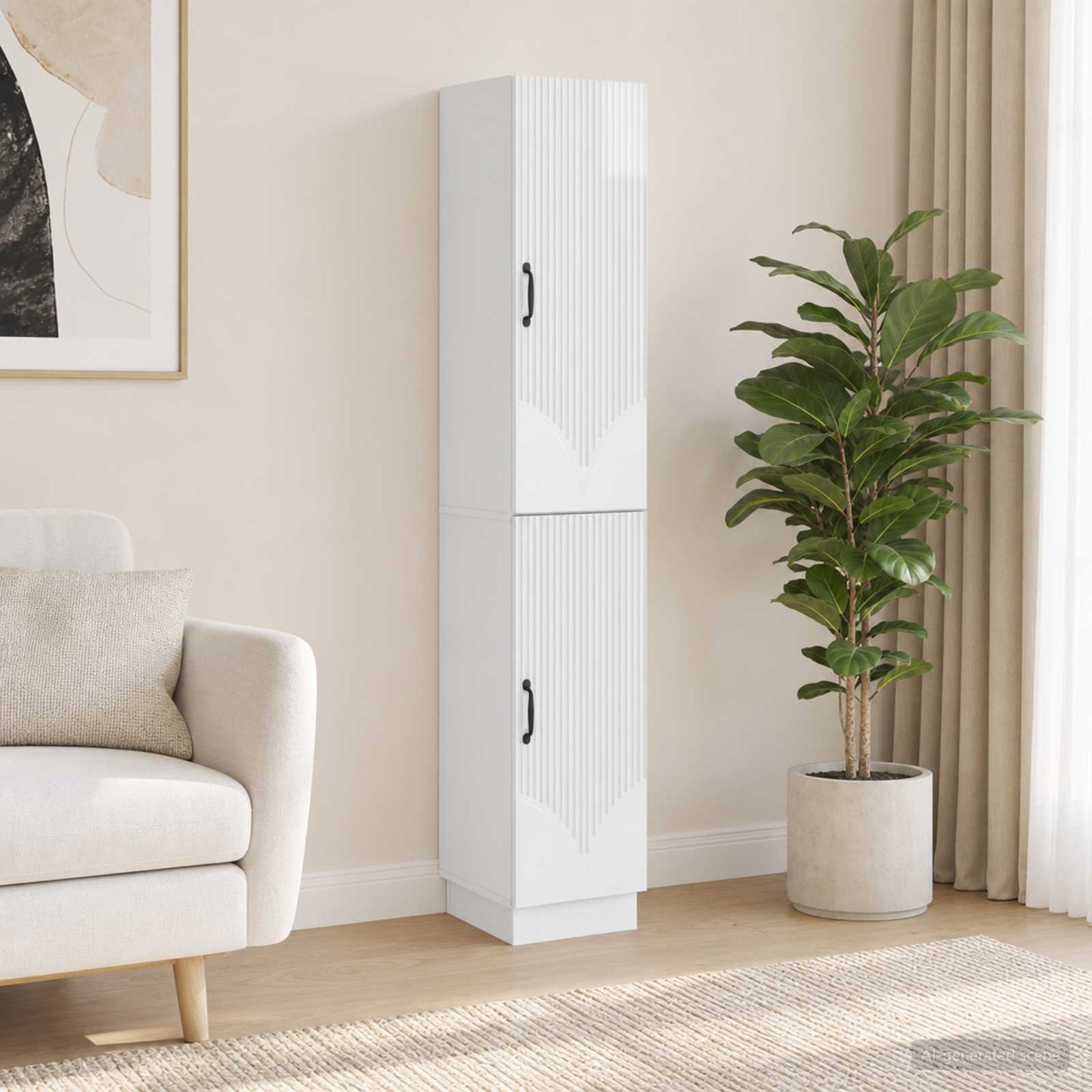 Cabinet Set 2 pcs High Gloss White Engineered Wood