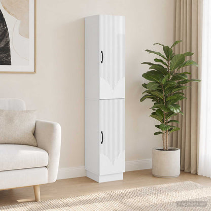 Cabinet Set 2 pcs High Gloss White Engineered Wood