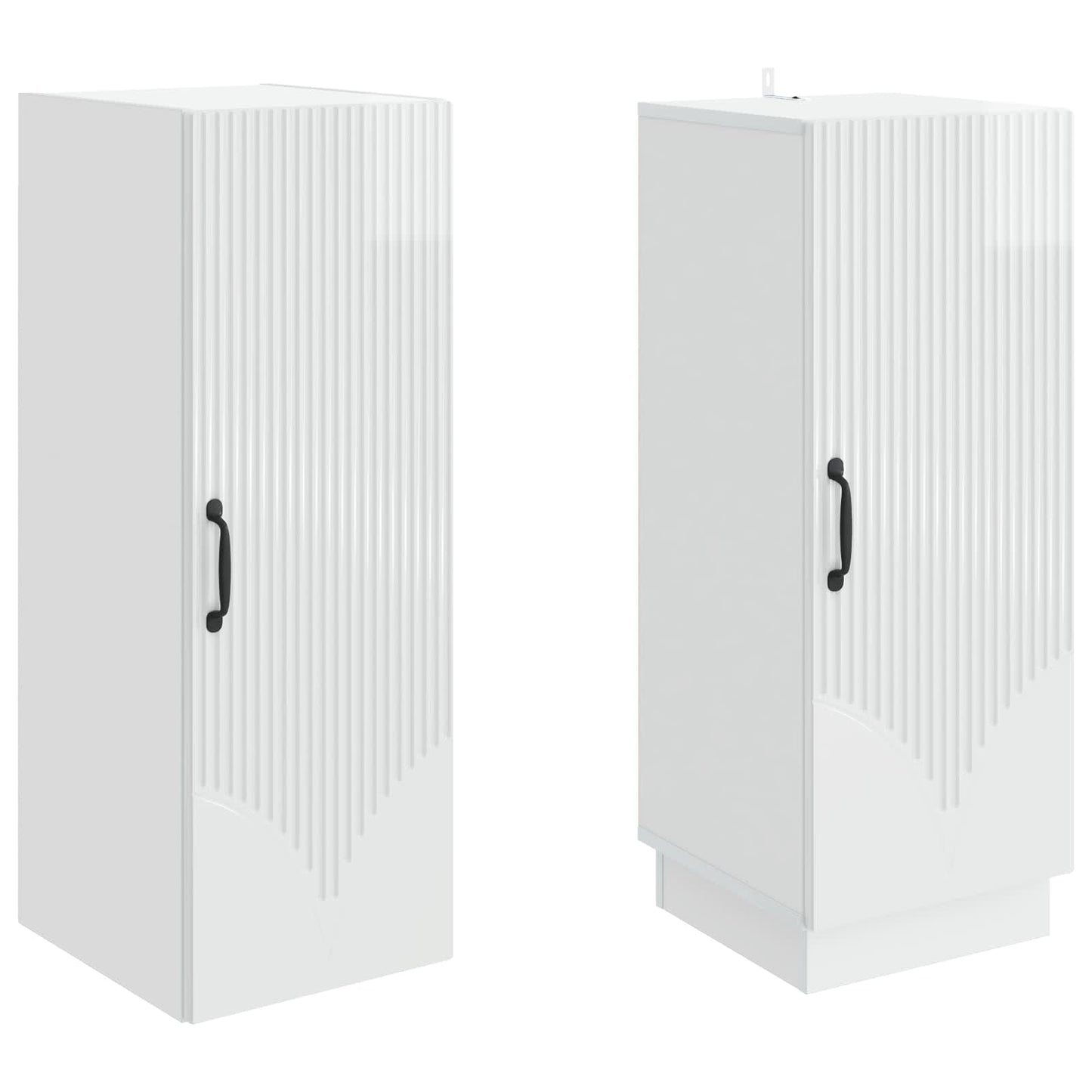Cabinet Set 2 pcs High Gloss White Engineered Wood