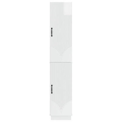 Cabinet Set 2 pcs High Gloss White Engineered Wood