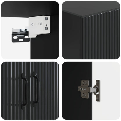 Cabinet Set 2 pcs 66 x 34.5 x 87 cm Engineered Wood Black
