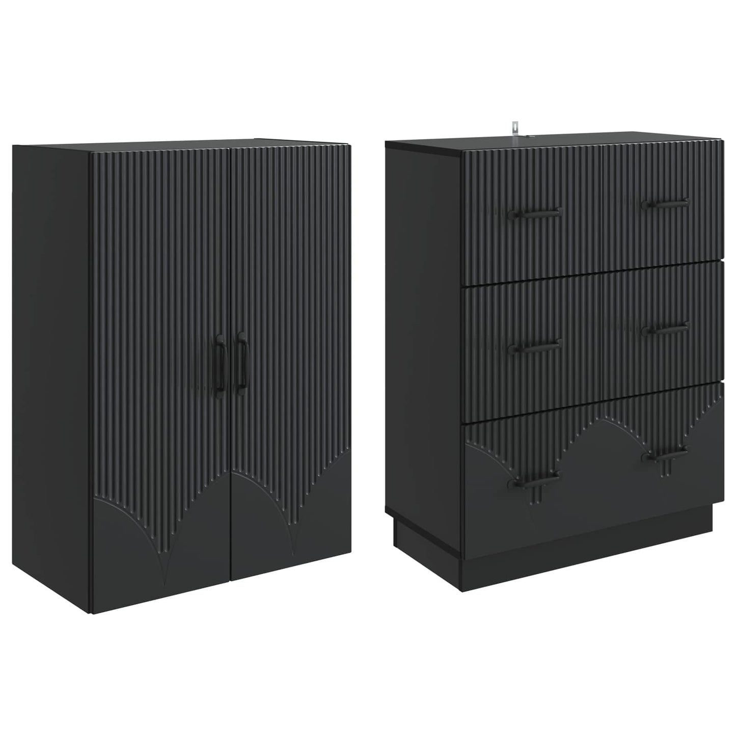 Cabinet Set 2 pcs Black 66 x 34.5 x 87 cm Engineered Wood