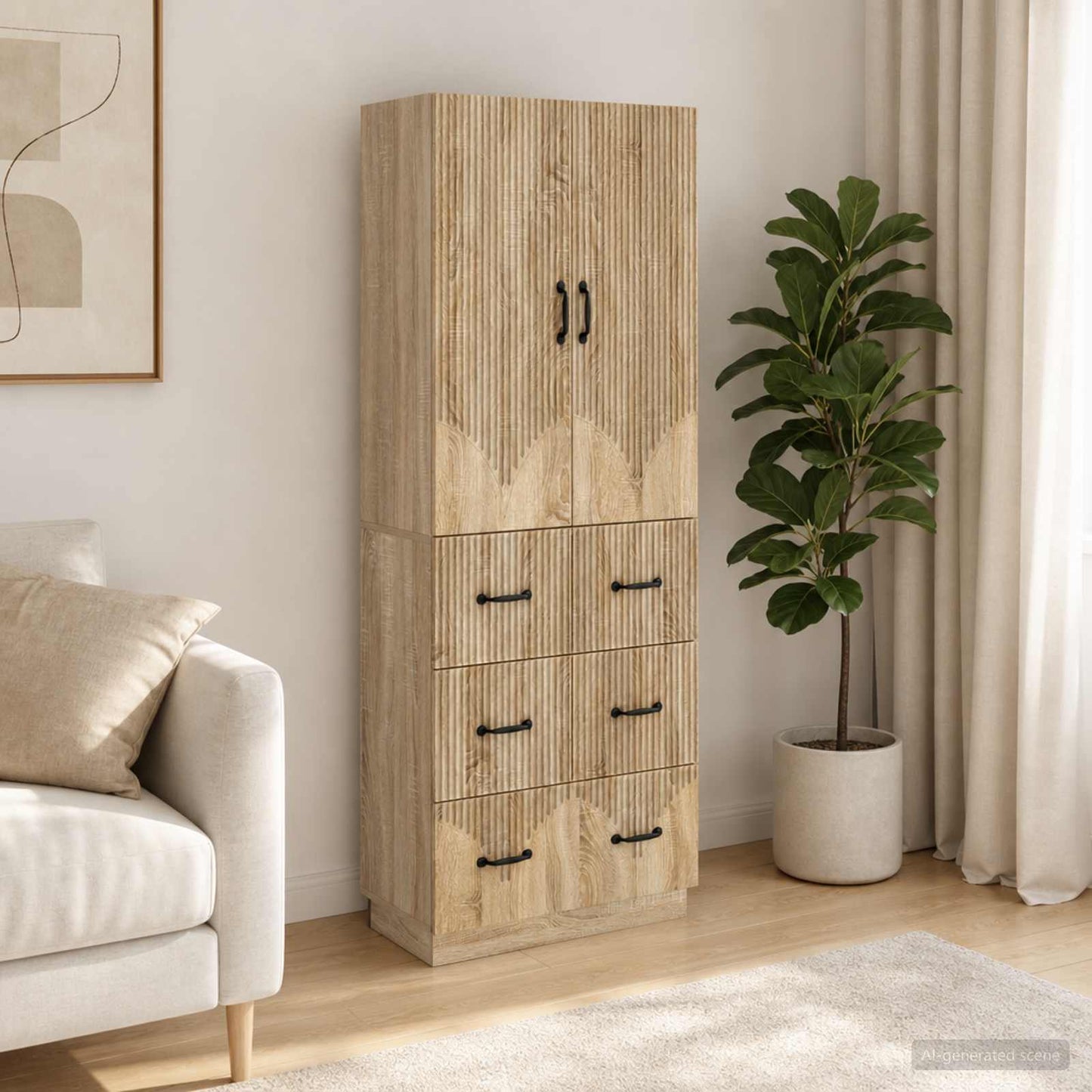 Cabinet Set 2 pcs 66 x 34.5 x 87 cm Engineered Wood Sonoma Oak