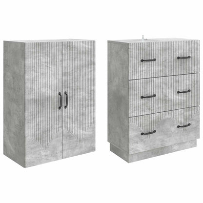 Cabinet Set 2 pcs Concrete Grey 66 x 34.5 x 87 cm