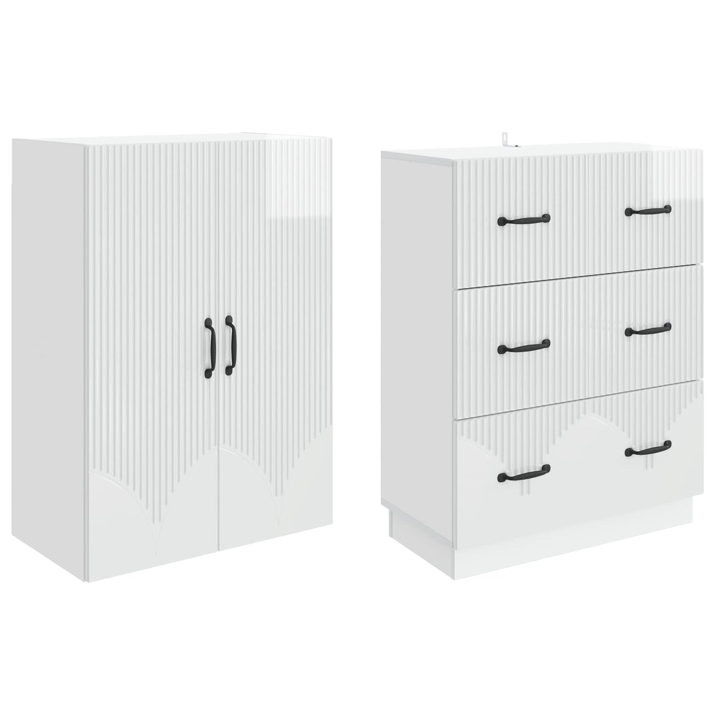 Cabinet Set 2 pcs High Gloss White 66 x 34.5 x 87 cm