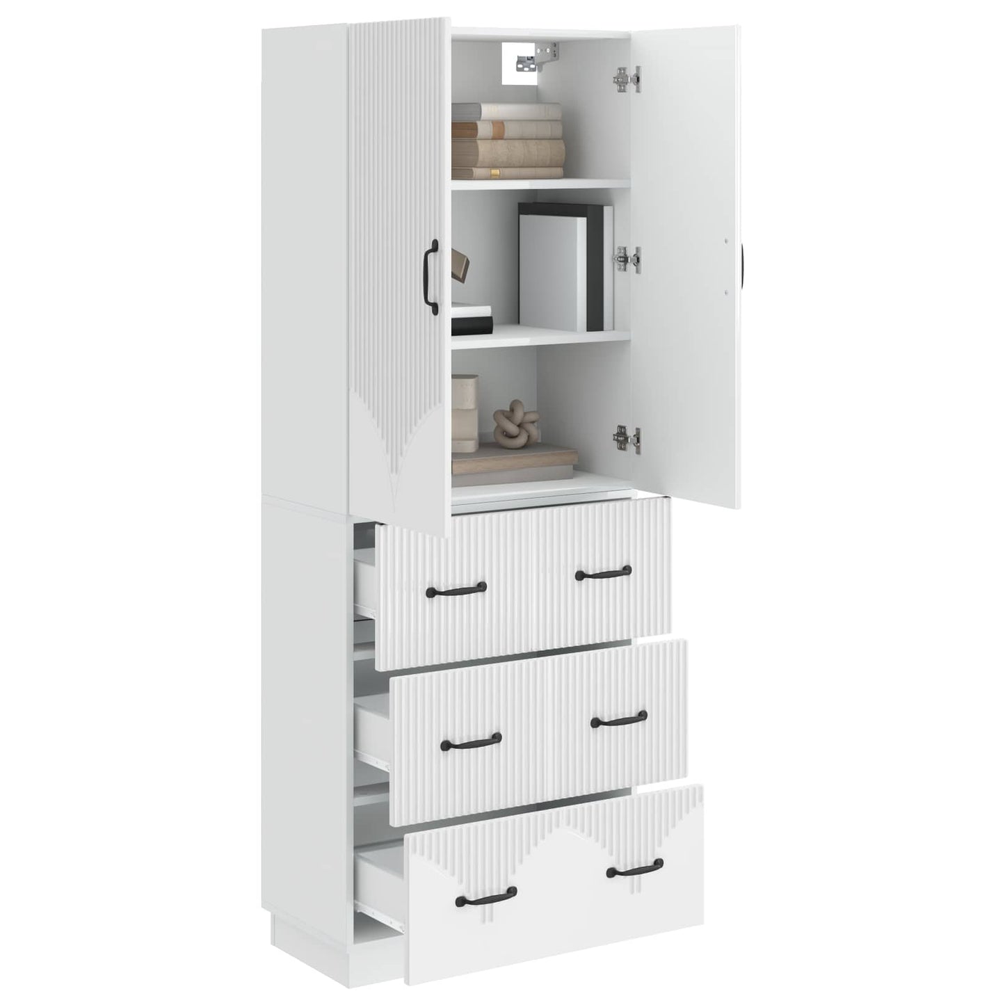 Cabinet Set 2 pcs High Gloss White 66 x 34.5 x 87 cm