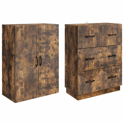Cabinet Set 2 pcs Smoked Oak 66 x 34.5 x 87 cm Engineered Wood