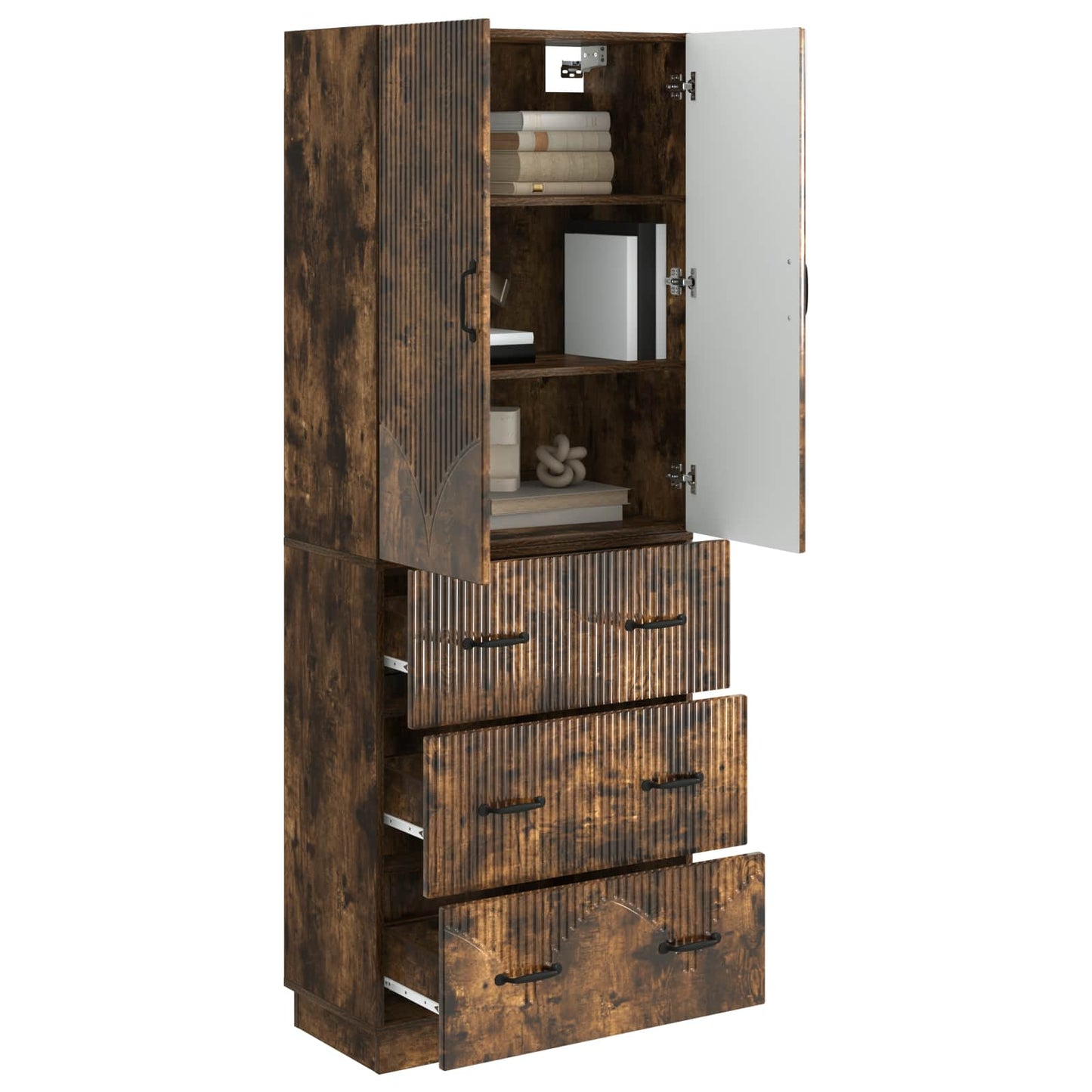 Cabinet Set 2 pcs Smoked Oak 66 x 34.5 x 87 cm Engineered Wood