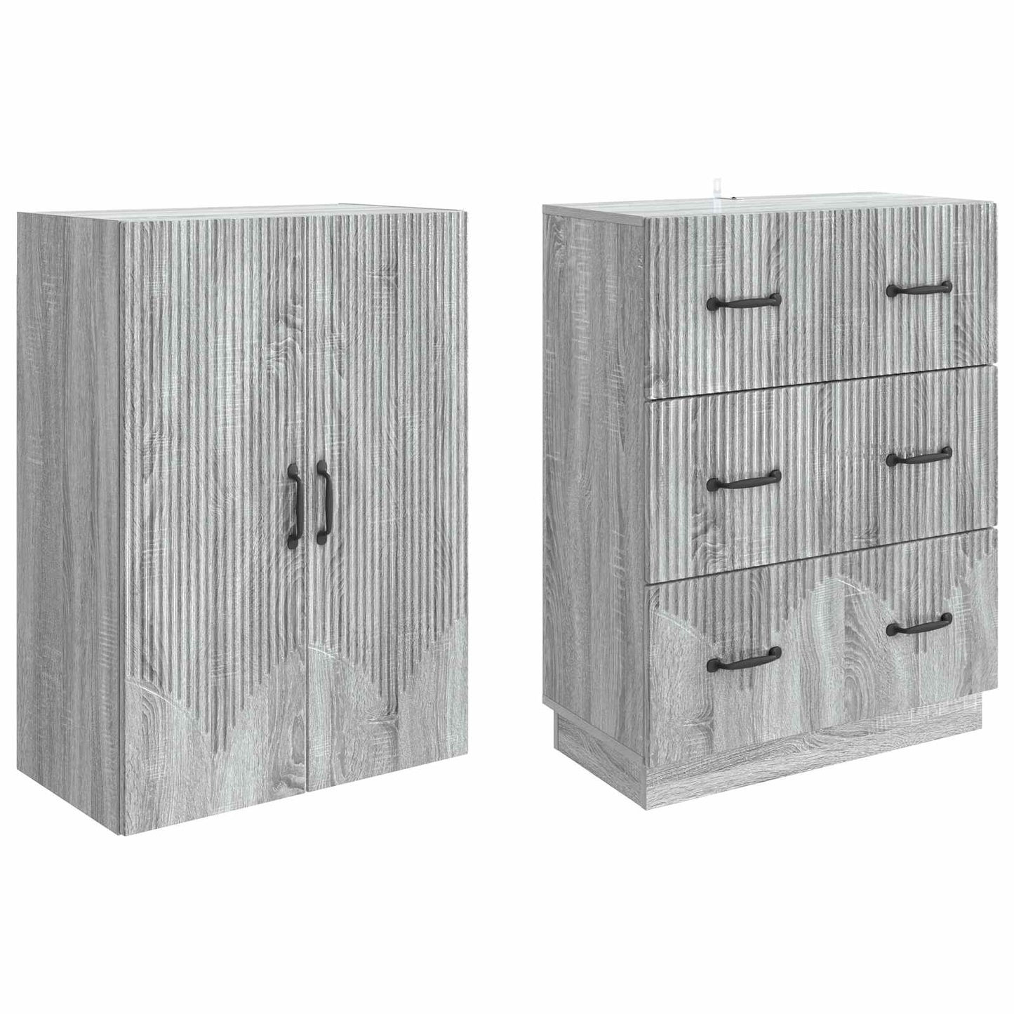 Cabinet Set 2 pcs Grey Sonoma 66 x 34.5 x 87 cm Engineered Wood