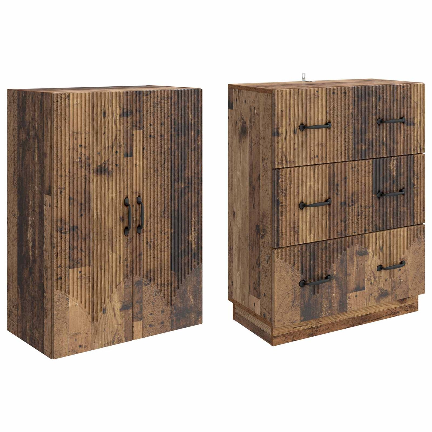 Cabinet Set 2 pcs Old Wood 66 x 34.5 x 87 cm Engineered Wood