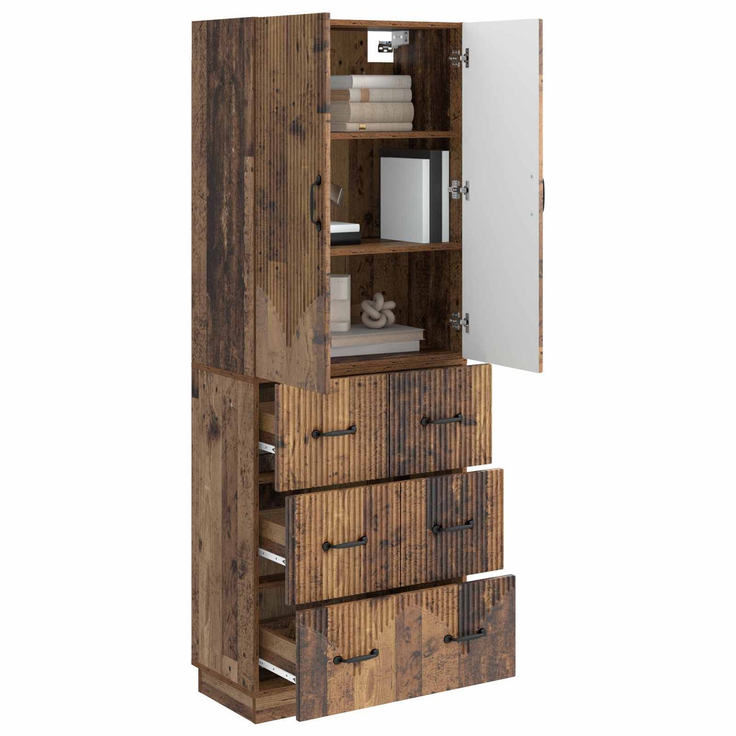 Cabinet Set 2 pcs Old Wood 66 x 34.5 x 87 cm Engineered Wood