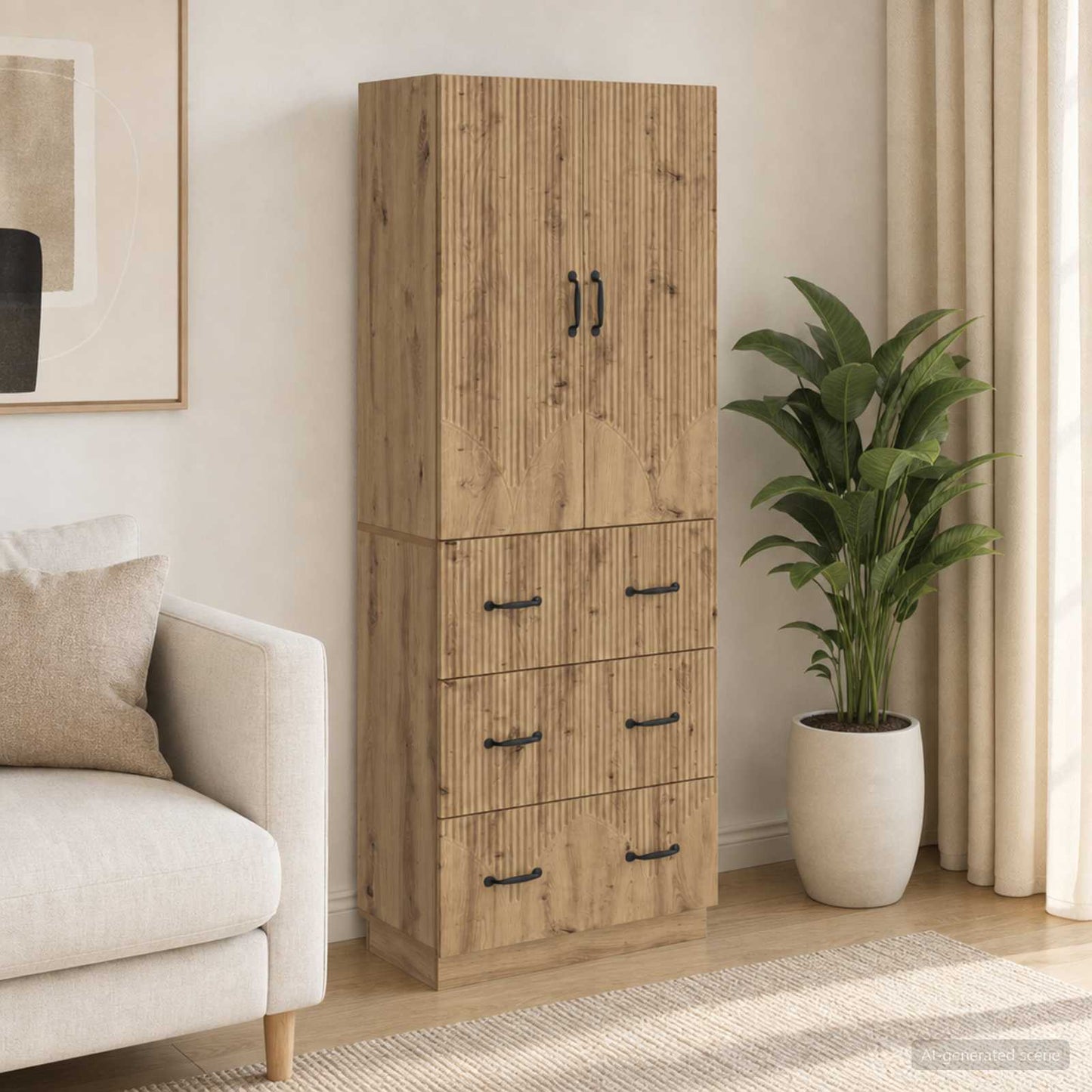 Cabinet Set 2 pcs 66 x 34.5 x 87 cm Engineered Wood Artisan Oak