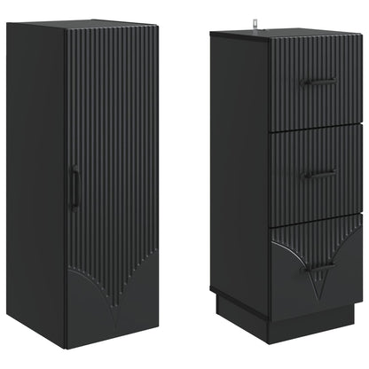 Cabinet Set 2 pcs Black 33 x 34.5 x 87 cm Engineered Wood
