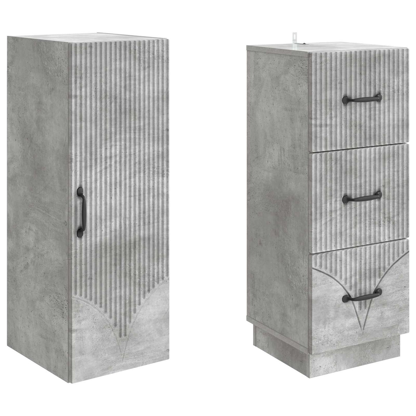 Cabinet Set 2 pcs Concrete Grey 33 x 34.5 x 87 cm