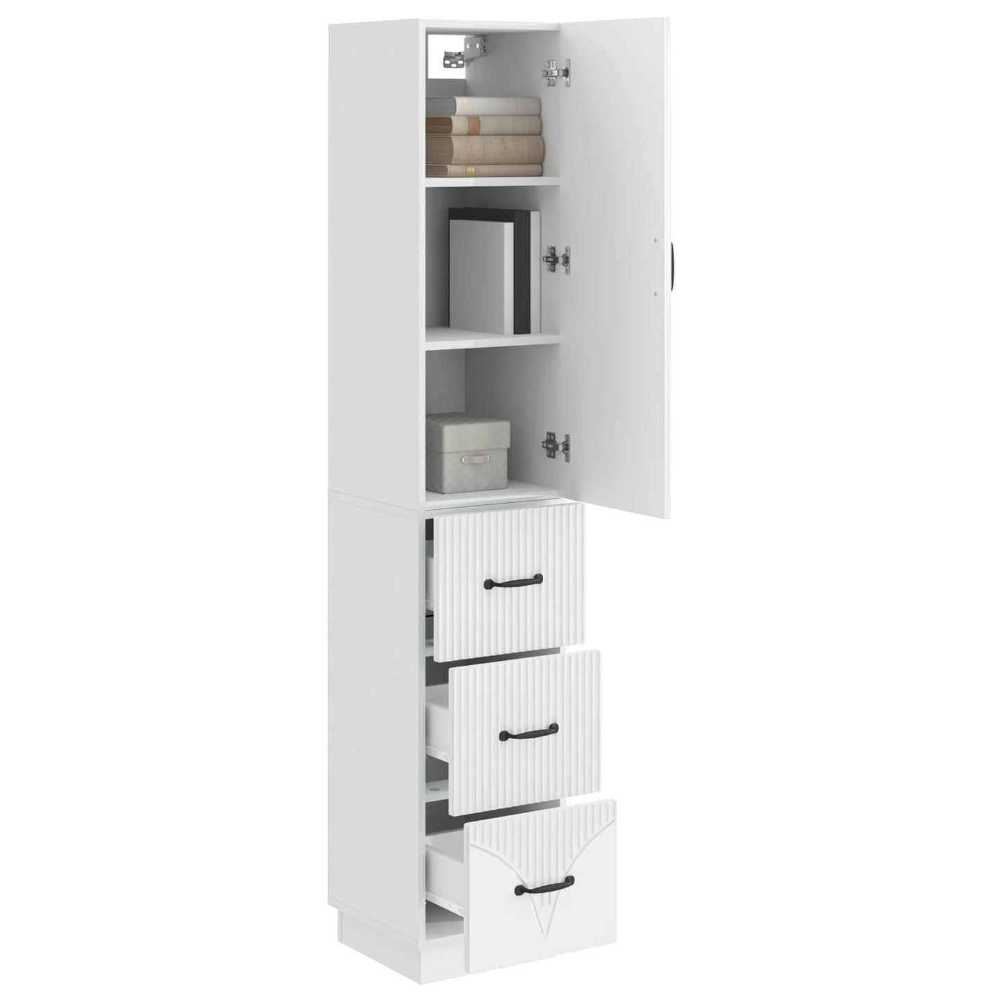 Cabinet Set 2 pcs High Gloss White 33 x 34.5 x 87 cm