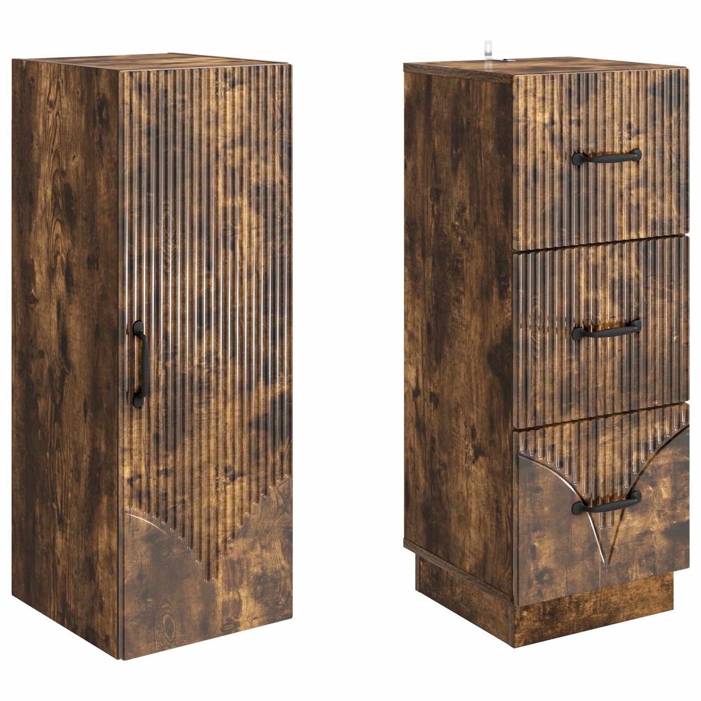 Cabinet Set 2 pcs Smoked Oak 33 x 34.5 x 87 cm Engineered Wood