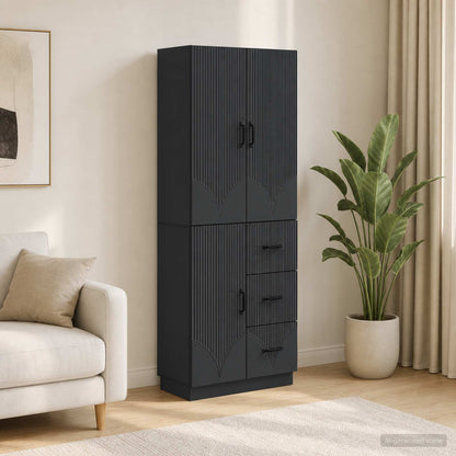 Cabinet Set 2 pcs Black Engineered Wood