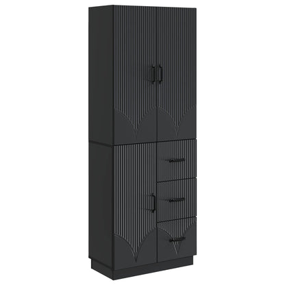 Cabinet Set 2 pcs Black Engineered Wood