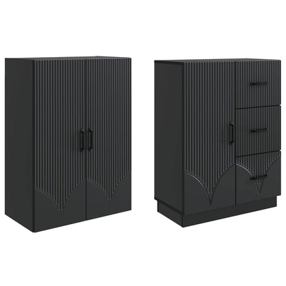 Cabinet Set 2 pcs Black Engineered Wood