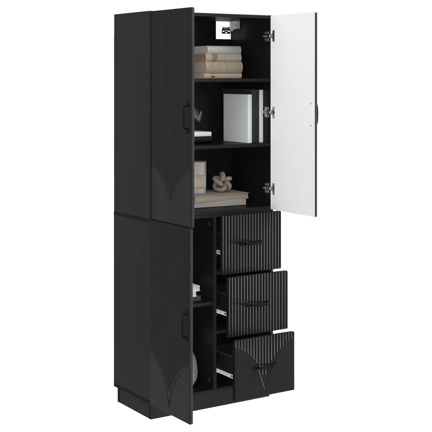 Cabinet Set 2 pcs Black Engineered Wood