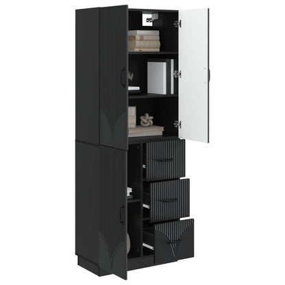 Cabinet Set 2 pcs Black Engineered Wood
