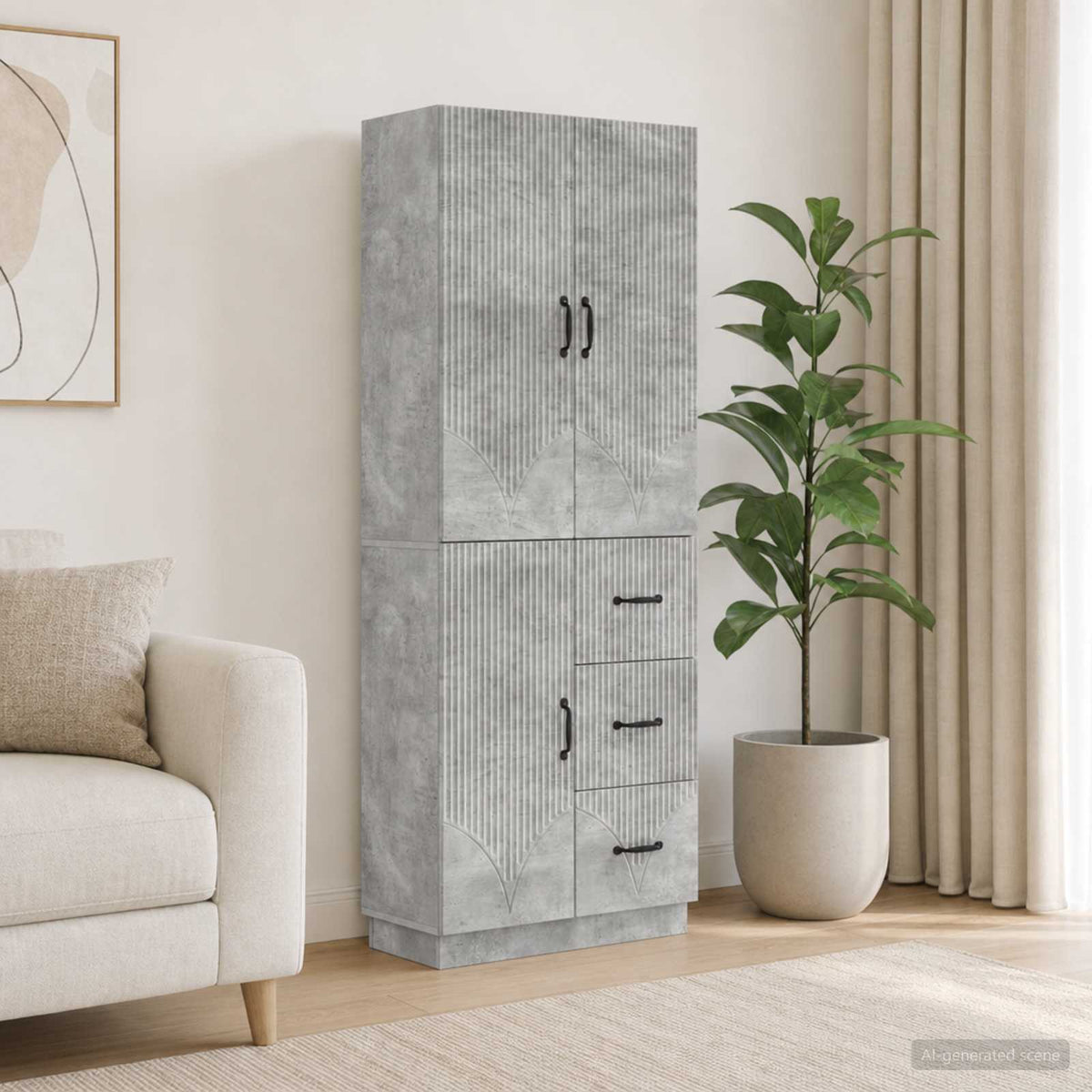 Cabinet Set 2 pcs Concrete Grey Engineered Wood