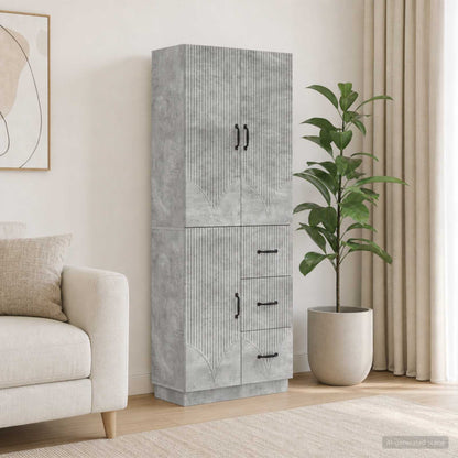 Cabinet Set 2 pcs Concrete Grey Engineered Wood