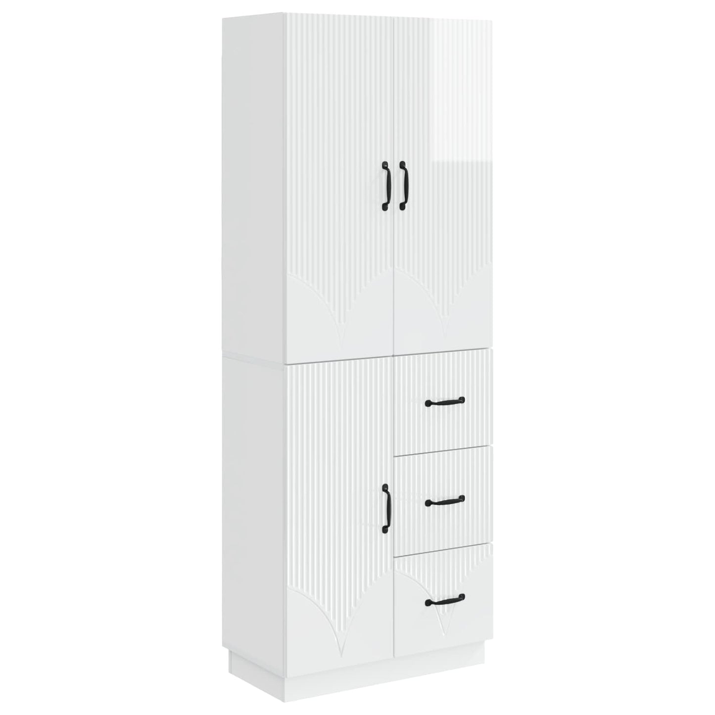 Cabinet Set 2 pcs High Gloss White Engineered Wood