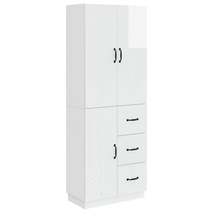 Cabinet Set 2 pcs High Gloss White Engineered Wood