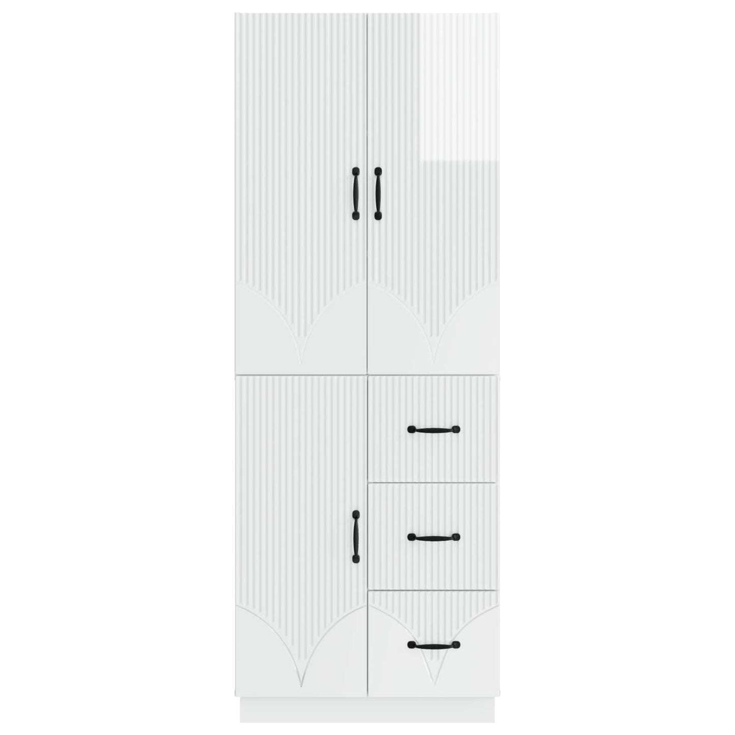 Cabinet Set 2 pcs High Gloss White Engineered Wood
