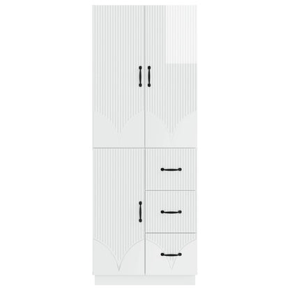 Cabinet Set 2 pcs High Gloss White Engineered Wood
