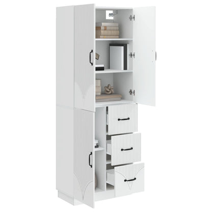 Cabinet Set 2 pcs High Gloss White Engineered Wood