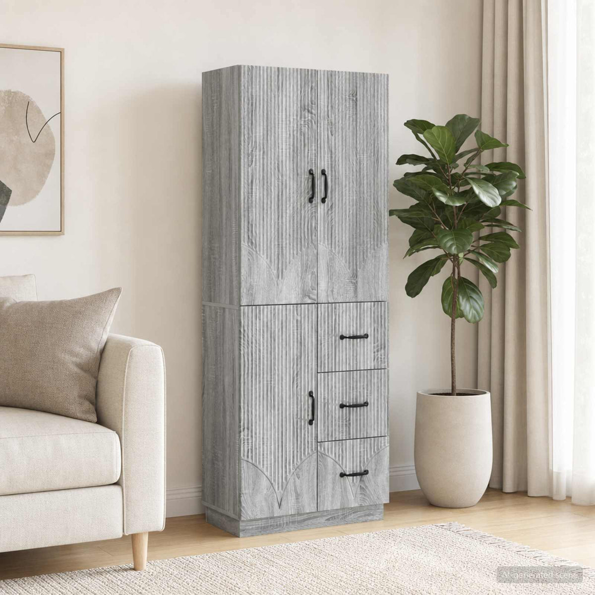 Cabinet Set 2 pcs Grey Sonoma Engineered Wood