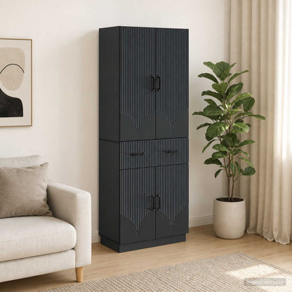 Cabinet Set 2 pcs Black Engineered Wood