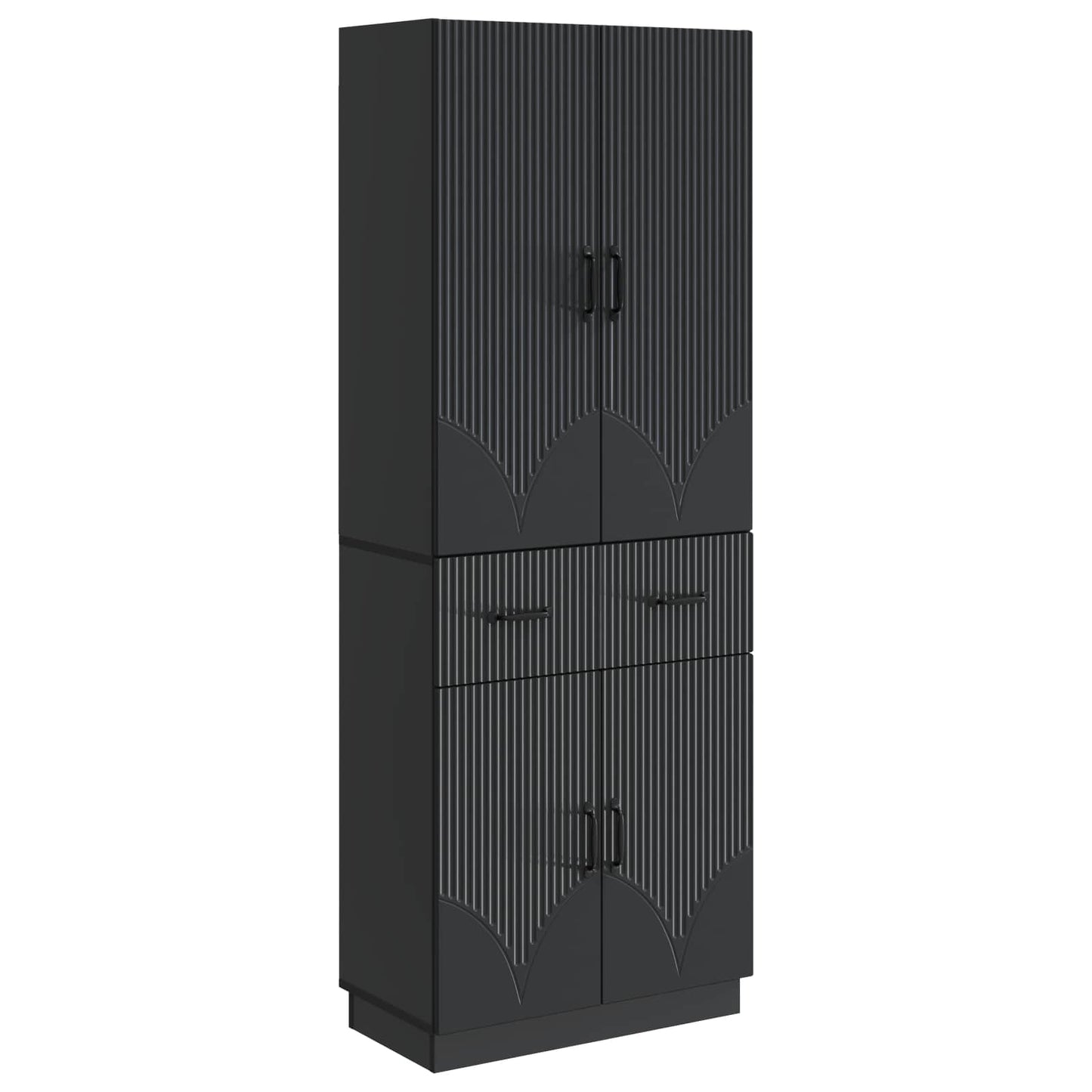 Cabinet Set 2 pcs Black Engineered Wood