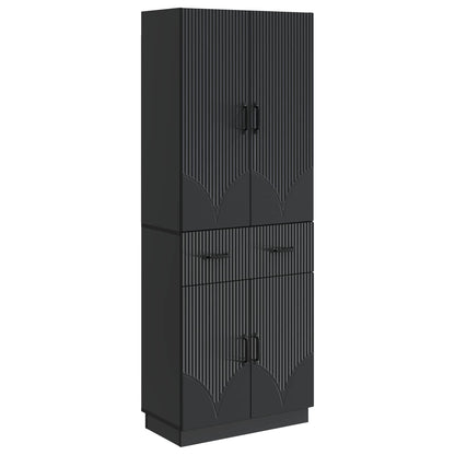 Cabinet Set 2 pcs Black Engineered Wood