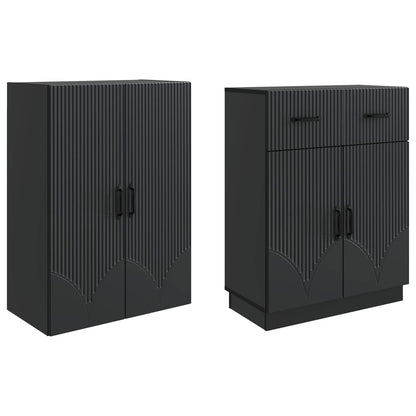 Cabinet Set 2 pcs Black Engineered Wood