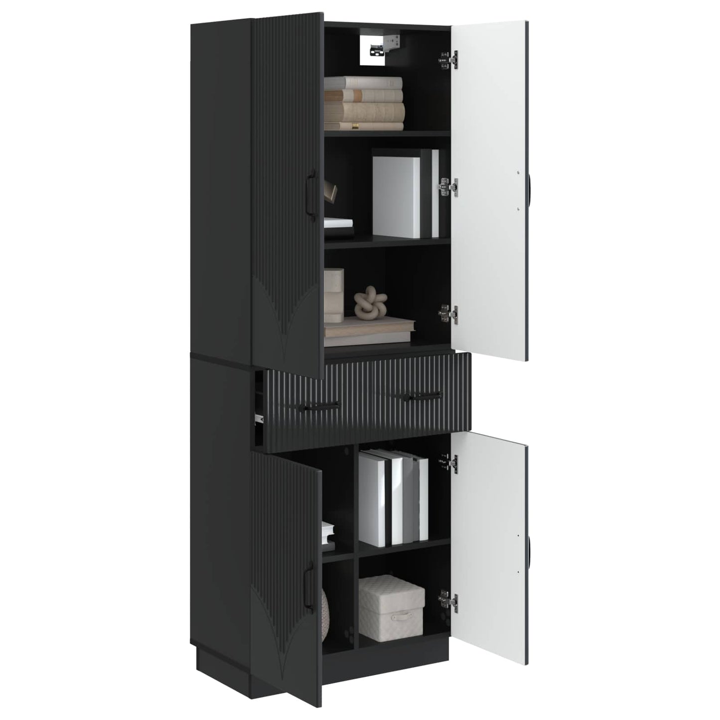 Cabinet Set 2 pcs Black Engineered Wood