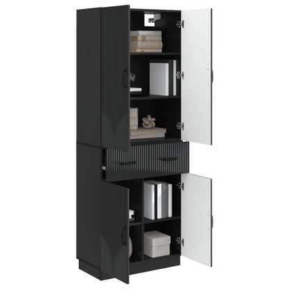 Cabinet Set 2 pcs Black Engineered Wood