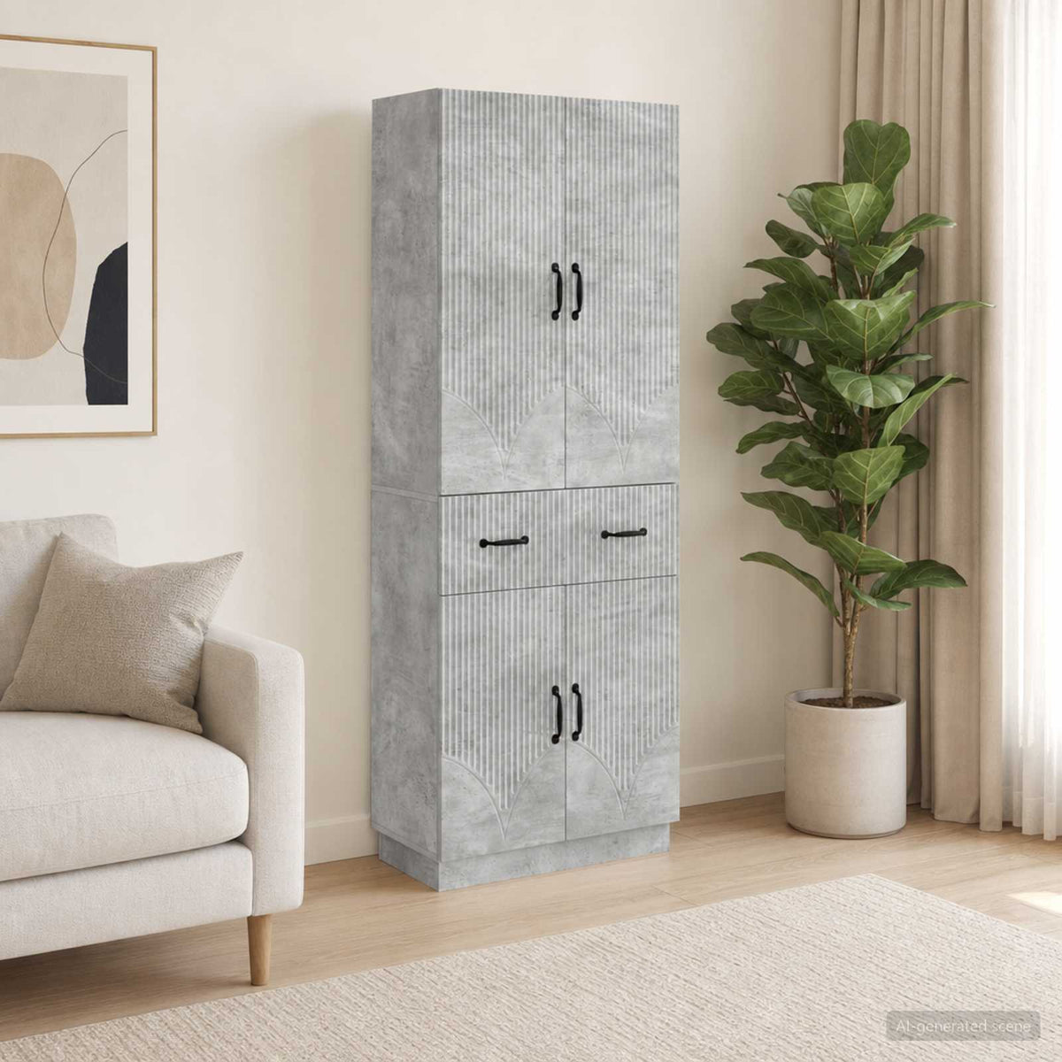 Cabinet Set 2 pcs Concrete Grey Engineered Wood