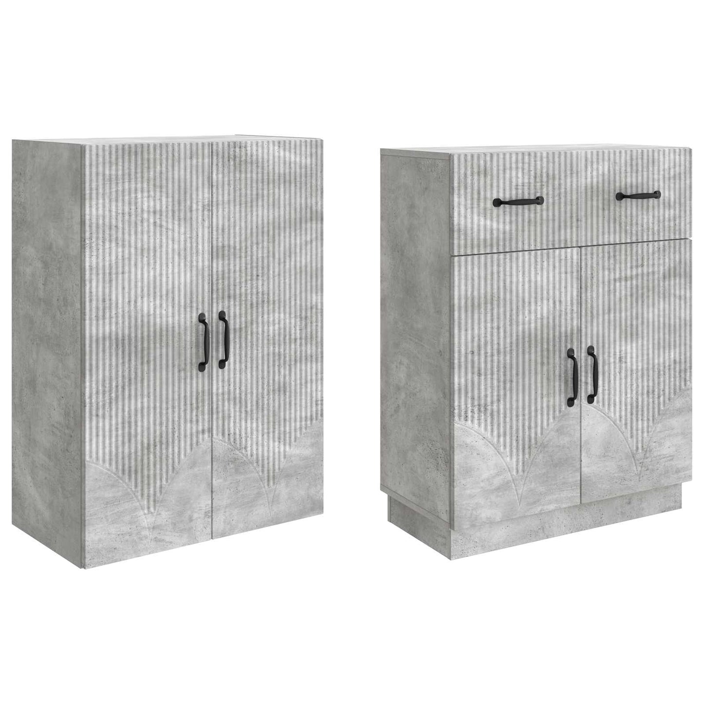 Cabinet Set 2 pcs Concrete Grey Engineered Wood